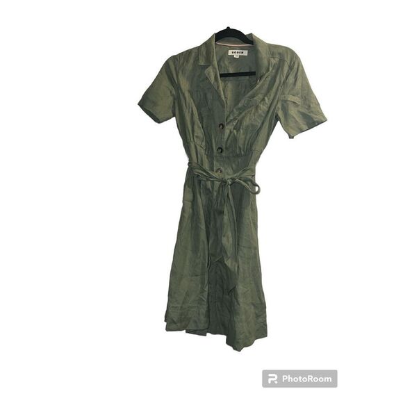 ✨Boden Linen Mini Shirt Green Sz. 4P Dress✨ - Picture 2 of 5